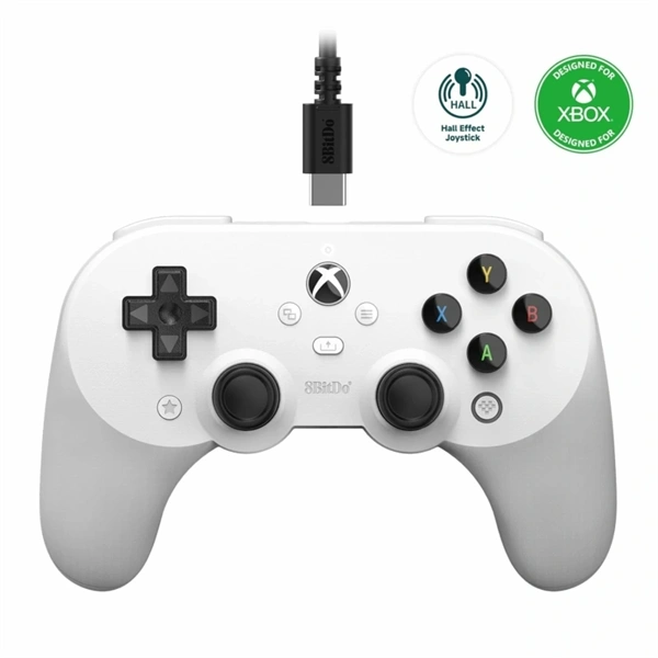 8BitDo Pro 2 Wired, Xbox Series X|S, Xbox One, PC, Hall-Effect, fehér vezetékes kontroller - Image 2