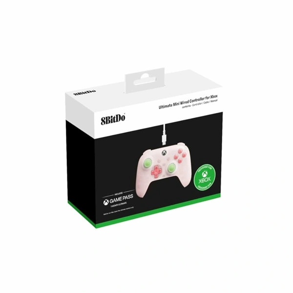 8Bitdo Ultimate Mini, Xbox Series X|S, Xbox One, PC, Official, Hall-Effect, pink vezetékes kontroller - Image 6