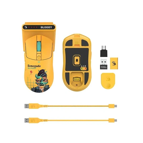 A4-Tech Bloody R72 Ultra Duo Renegade Sunset vezeték nélküli sárga gamer egér - Image 11