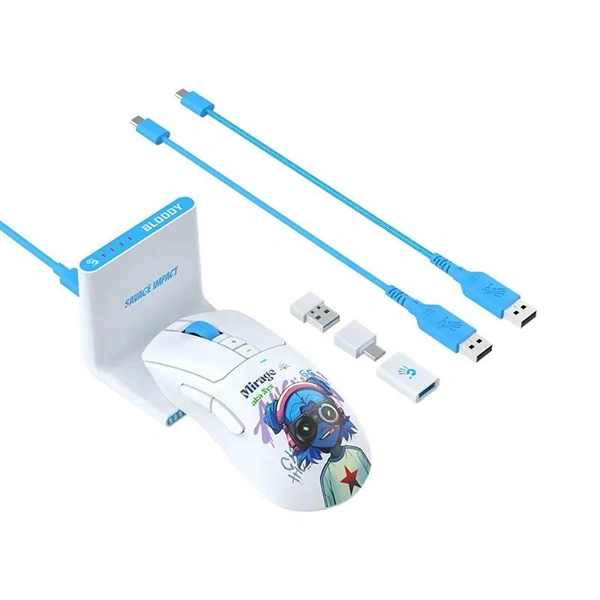 A4-Tech Bloody R73 Ultra Duo Nyx Mirage vezeték nélküli fehér gamer egér - Image 8