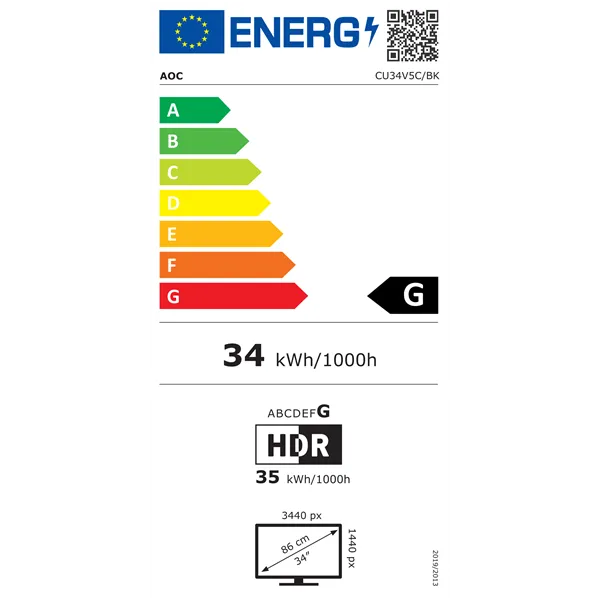 AOC 34" CU34V5C/BK UWQHD VA 100Hz HDMI/USB-C/DP ívelt monitor - Image 8