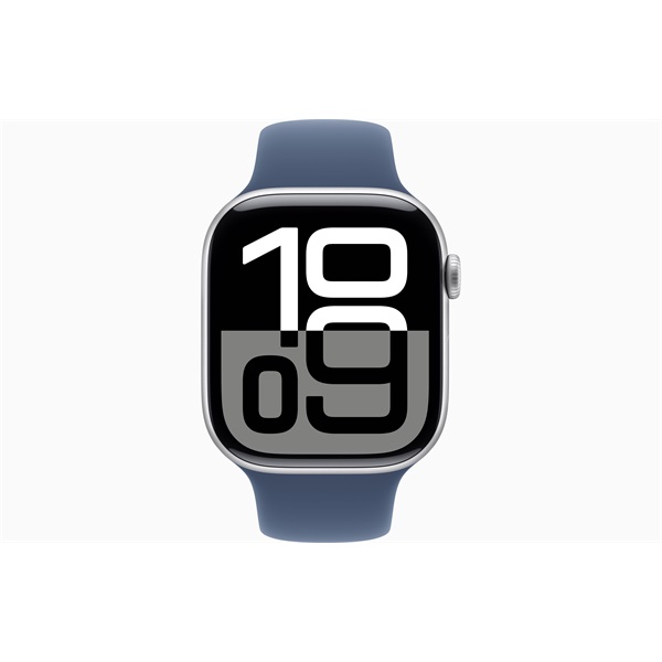 Apple Watch S10 GPS (46mm) ezüst alumínium tok, denim sportszíj (S/M) okosóra - Image 2