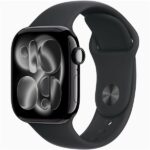 Apple Watch S11 Cellular (42mm) kozmoszfekete alumínium tok, fekete M/L sportszíjas okosóra