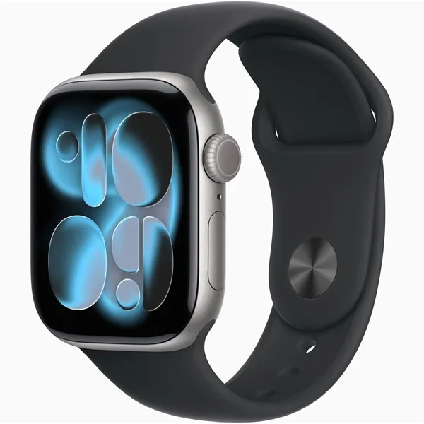 Apple Watch S11 GPS-es (42mm) asztroszürke alumínium tok, fekete S/M sportszíjas okosóra