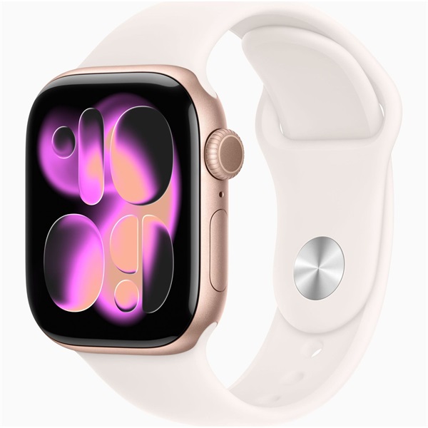 Apple Watch S11 GPS-es (42mm) rózsaarany alumínium tok, lágy rózsaszín S/M sportszíjas okosóra - Image 1