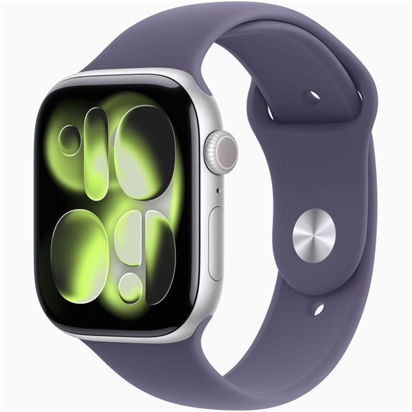 Apple Watch S11 GPS-es (46mm) ezüst alumínium tok, ködös lila M/L sportszíjas okosóra - Image 1