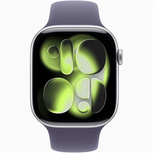 Apple Watch S11 GPS-es (46mm) ezüst alumínium tok, ködös lila M/L sportszíjas okosóra - Image 2