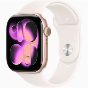 Apple Watch S11 GPS-es (46mm) rózsaarany alumínium tok, lágy rózsaszín M/L sportszíjas okosóra
