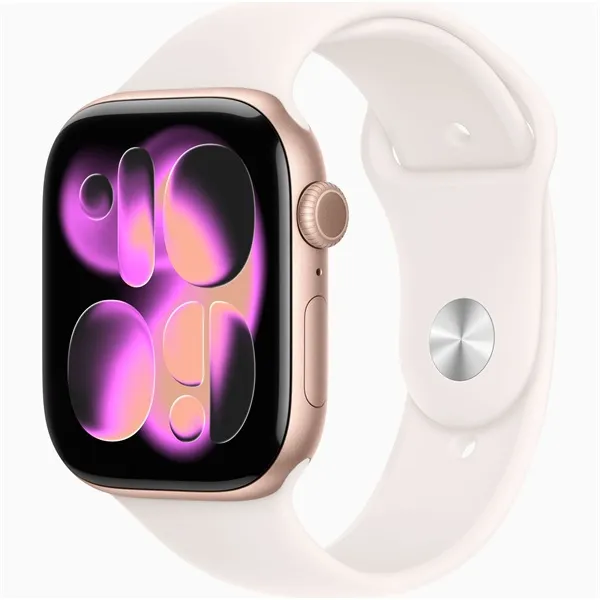 Apple Watch S11 GPS-es (46mm) rózsaarany alumínium tok, lágy rózsaszín M/L sportszíjas okosóra