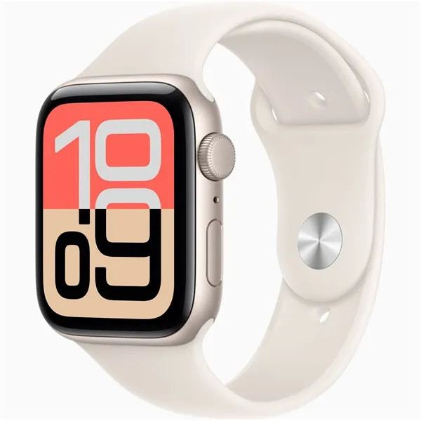 Apple Watch SE3 GPS-es (44mm) csillagfény alumínium tok, csillagfény S/M sportszíjas okosóra