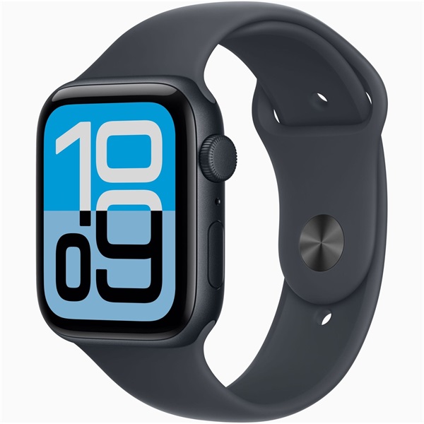 Apple Watch SE3 GPS-es (44mm) éjfekete alumínium tok, éjfekete M/L sportszíjas okosóra - Image 1