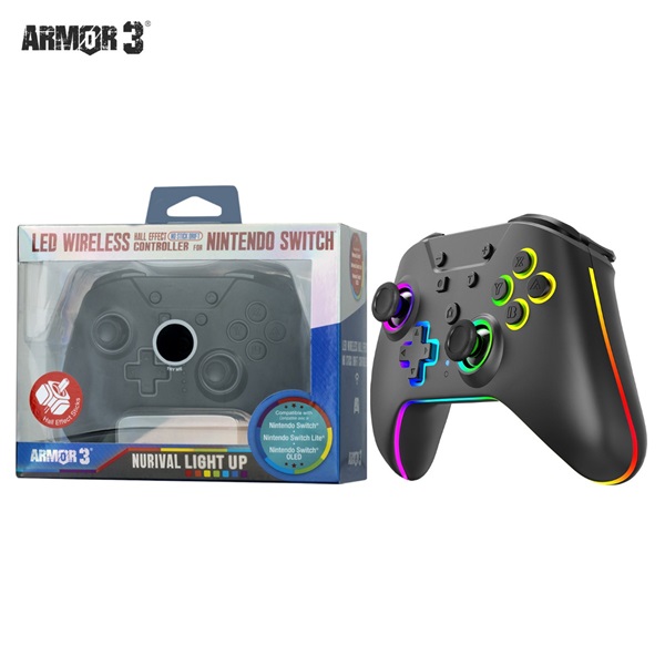 Armor3 M07619-BKHE NuRival Nintendo Switch vezeték nélküli Hall Effect Stick fekete kontroller - Image 6