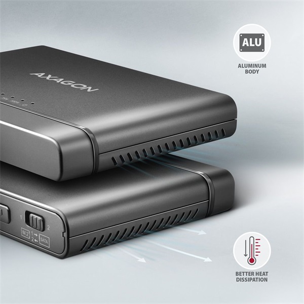 Axagon ADSA-CC USB-C 10Gbps NVMe M.2/SATA 2,5"/3,5" HDD/SSD másoló - Image 16