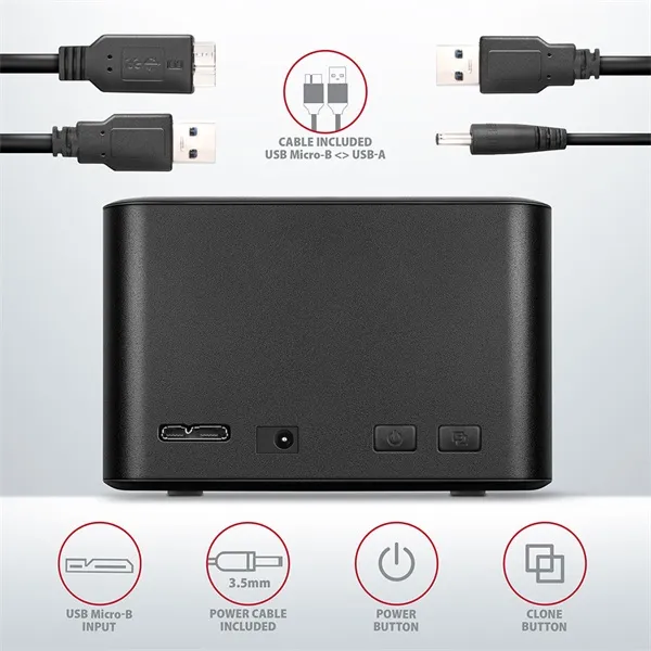 AXAGON ADSA-D25 SuperSpeed USB Dual 2,5" SSD/HDD Mini Dock Black - Image 13