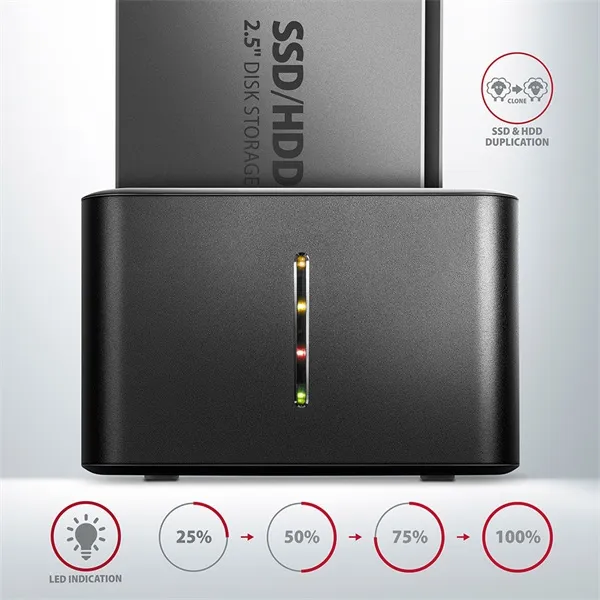 AXAGON ADSA-D25 SuperSpeed USB Dual 2,5" SSD/HDD Mini Dock Black - Image 9