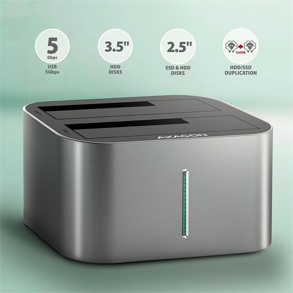 Axagon ADSA-DC SuperSpeed USB DUAL 2.5"/3.5" HDD/SSD DUAL dokkoló - Image 11