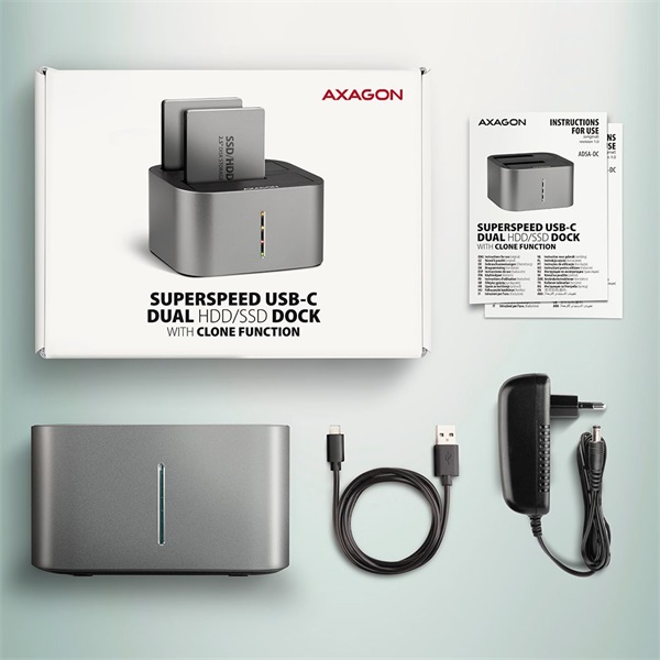 Axagon ADSA-DC SuperSpeed USB DUAL 2.5"/3.5" HDD/SSD DUAL dokkoló - Image 18