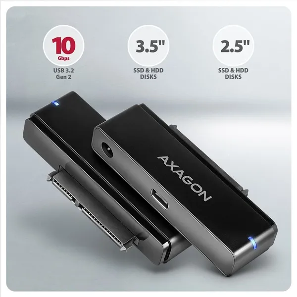 Axagon ADSA-FPX USB-C 10Gbps FAST PORT X 2.5"/3.5" SSD/HDD adapter - Image 2