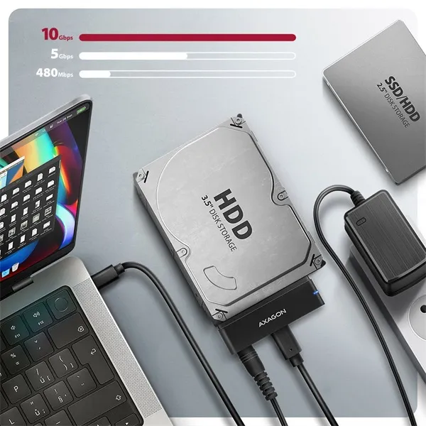 Axagon ADSA-FPX USB-C 10Gbps FAST PORT X 2.5"/3.5" SSD/HDD adapter - Image 3