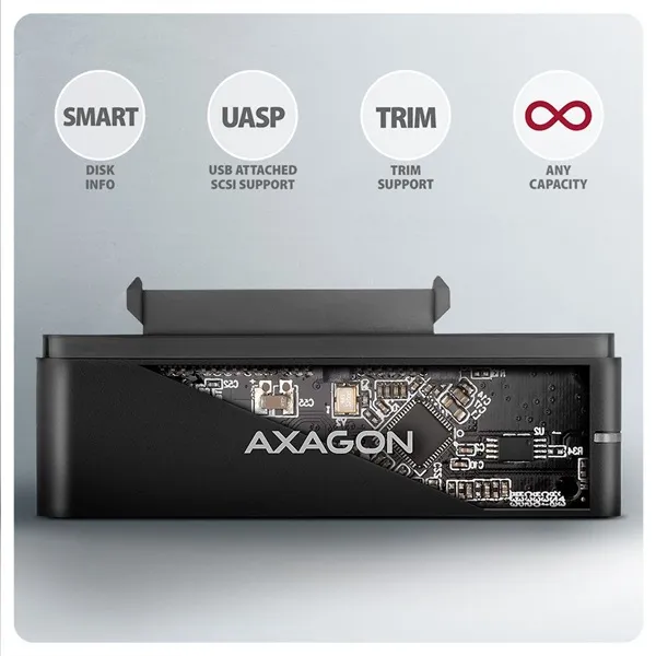 Axagon ADSA-FPX USB-C 10Gbps FAST PORT X 2.5"/3.5" SSD/HDD adapter - Image 4