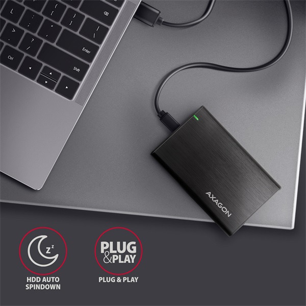 Axagon EE25-A6C USB 3.2 fekete csavar nélküli külső alumínium 2,5" HDD/SSD ház - Image 11