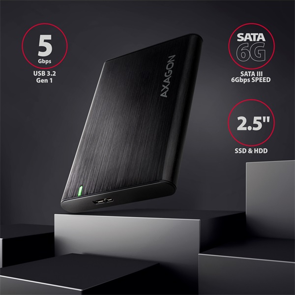 Axagon EE25-A6M USB 3.2 fekete csavar nélküli külső alumínium 2,5" HDD/SSD ház - Image 8