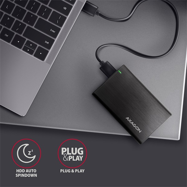 Axagon EE25-A6M USB 3.2 fekete csavar nélküli külső alumínium 2,5" HDD/SSD ház - Image 12