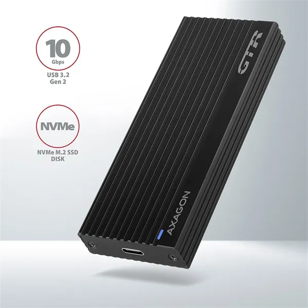 AXAGON EEM2-GTR SuperSpeed+ USB-C - NVMe M.2 THIN RIB Box Black - Image 9