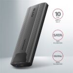 Axagon EEM2-GTS2 USB-C 3.2 Gen 2 M.2 NVMe/SATA szürke csavar nélküli külső SSD ház - Image 12