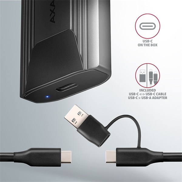 Axagon EEM2-GTS2 USB-C 3.2 Gen 2 M.2 NVMe/SATA szürke csavar nélküli külső SSD ház - Image 16