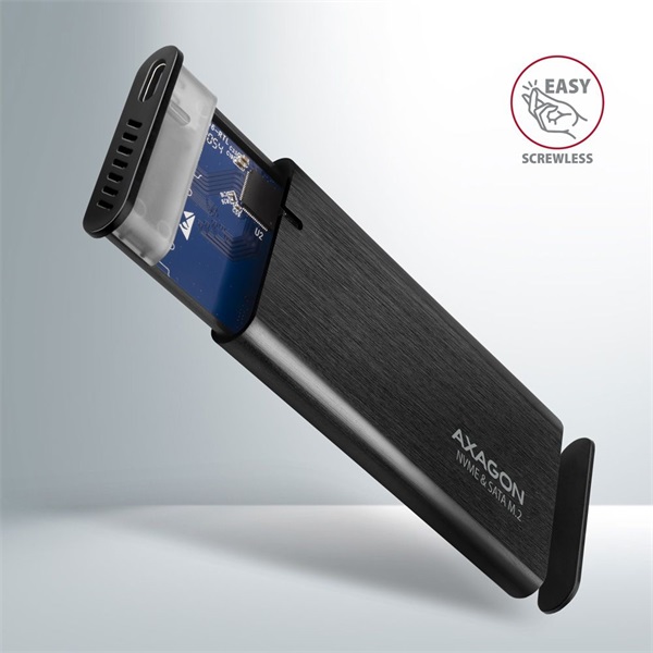 Axagon EEM2-SB2 USB-C 3.2 Gen 2 - M.2 NVMe/SATA fekete csavar nélküli külső SSD ház - Image 13