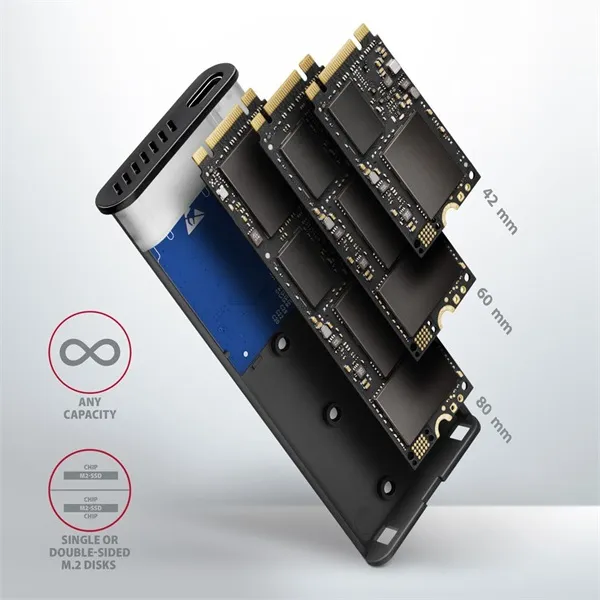 AXAGON EEM2-SB2 SuperSpeed+ USB-C - M.2 NVMe & SATA SSD RAW box - Image 18