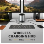 Axagon HMC-WL9 USB-C 10 Gbps 9in1 hub vezeték nélküli töltéssel - Image 2