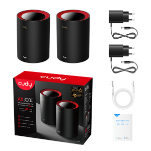 CUDY M3000(2-Pack) kétsávos AX3000 WIFI6 MESH fekete 2,5 gigabit router (2db-os szett)
