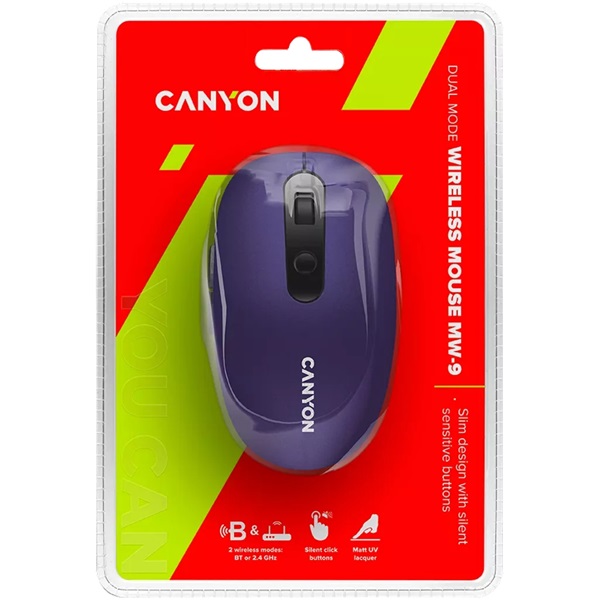 Canyon MW-9 optikai Bluetooth / vezeték nélküli egér lila-fekete - Image 5