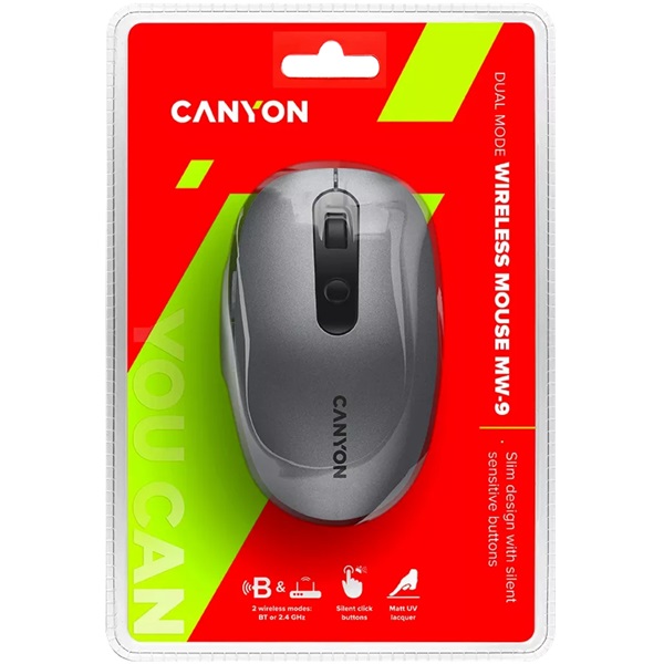 Canyon MW-9 optikai Bluetooth / vezeték nélküli egér szürke - Image 5