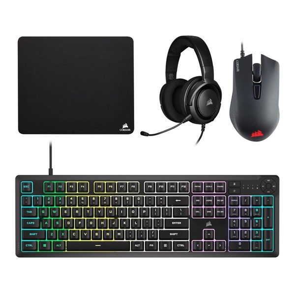 Corsair CH-9226F65-NA 4in1 vezetékes fekete gamer billentyűzet + egér + fejhallgató + egérpad - Image 1