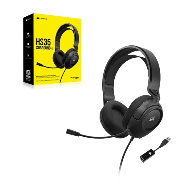 Corsair HS35 SURROUND v2 vezetékes fekete gamer headset - Image 2