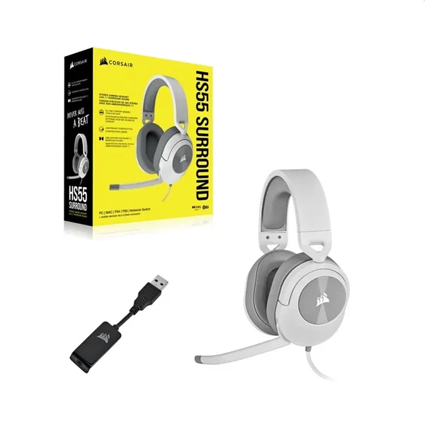 Corsair HS55 Surround fehér gamer headset - Image 5
