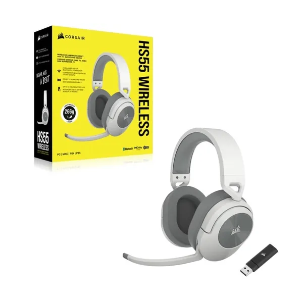 Corsair HS55 vezeték nélküli fehér gamer headset - Image 5