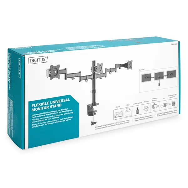 DIGITUS DA-90362 C-bilincses univerzális (VESA 75 / 100) 3-as fekete monitor tartó konzol - Image 8