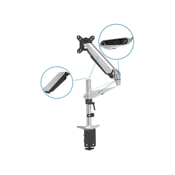 DIGITUS gázrugós C-bilincses univerzális (VESA 75/100) 1-es ezüst monitor tartó konzol - Image 5