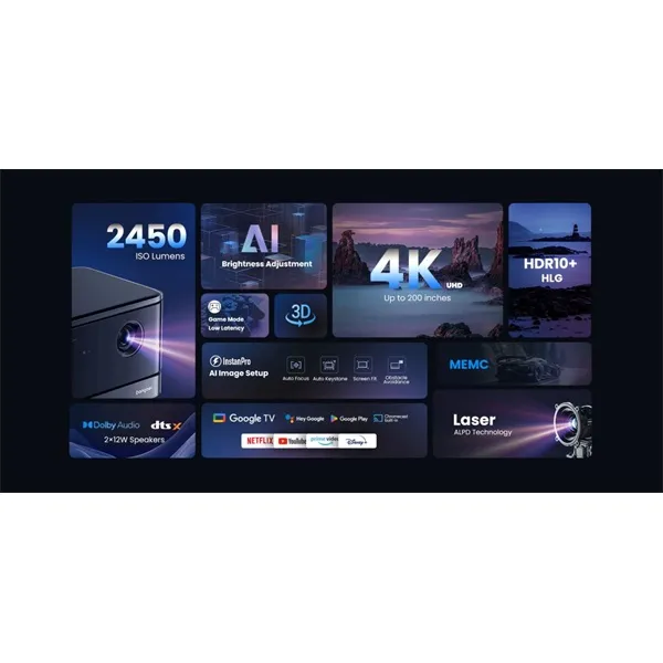 Dangbei Mars 2 Lite (DBOX02 Pro) 4K UHD 2000L fekete lézer projektor - Image 4