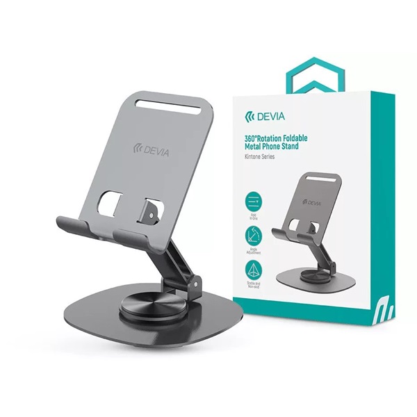 Devia ST111868 Kintone Series összecsukható szürke asztali fém telefontartó - Image 1
