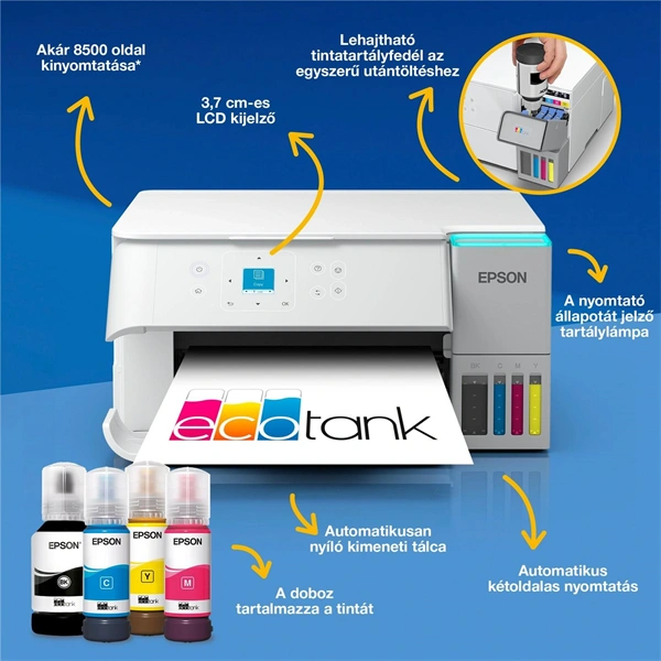 Epson EcoTank L4366 (A4, 33 lap/perc, duplex, USB/Wifi/Wifi Direct) színes tintasugaras multifunkciós nyomtató - Image 12