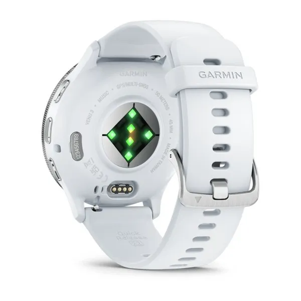 Garmin Venu 3 Silver Stainless Steel Bezel with Whitestone Case and Silicone Band - Image 5
