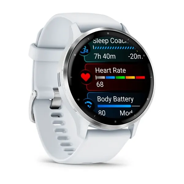 Garmin Venu 3 Silver Stainless Steel Bezel with Whitestone Case and Silicone Band - Image 7