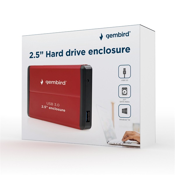 Gembird 2,5" EE2-U3S-2-R USB3.0 Enclosure Red - Image 7