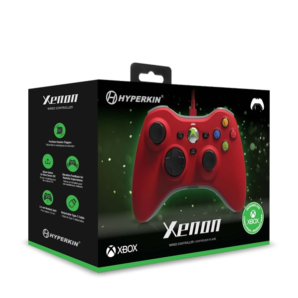 Hyperkin M01368-RD Xenon Xbox Series|One/Windows 11|10 piros Xbox liszenszelt vezetékes piros kontroller - Image 5