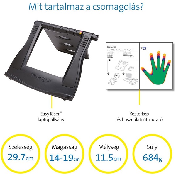 Kensington K52788WW SmartFit Easy Riser állítható magasságú laptop hűtő állvány - Image 6